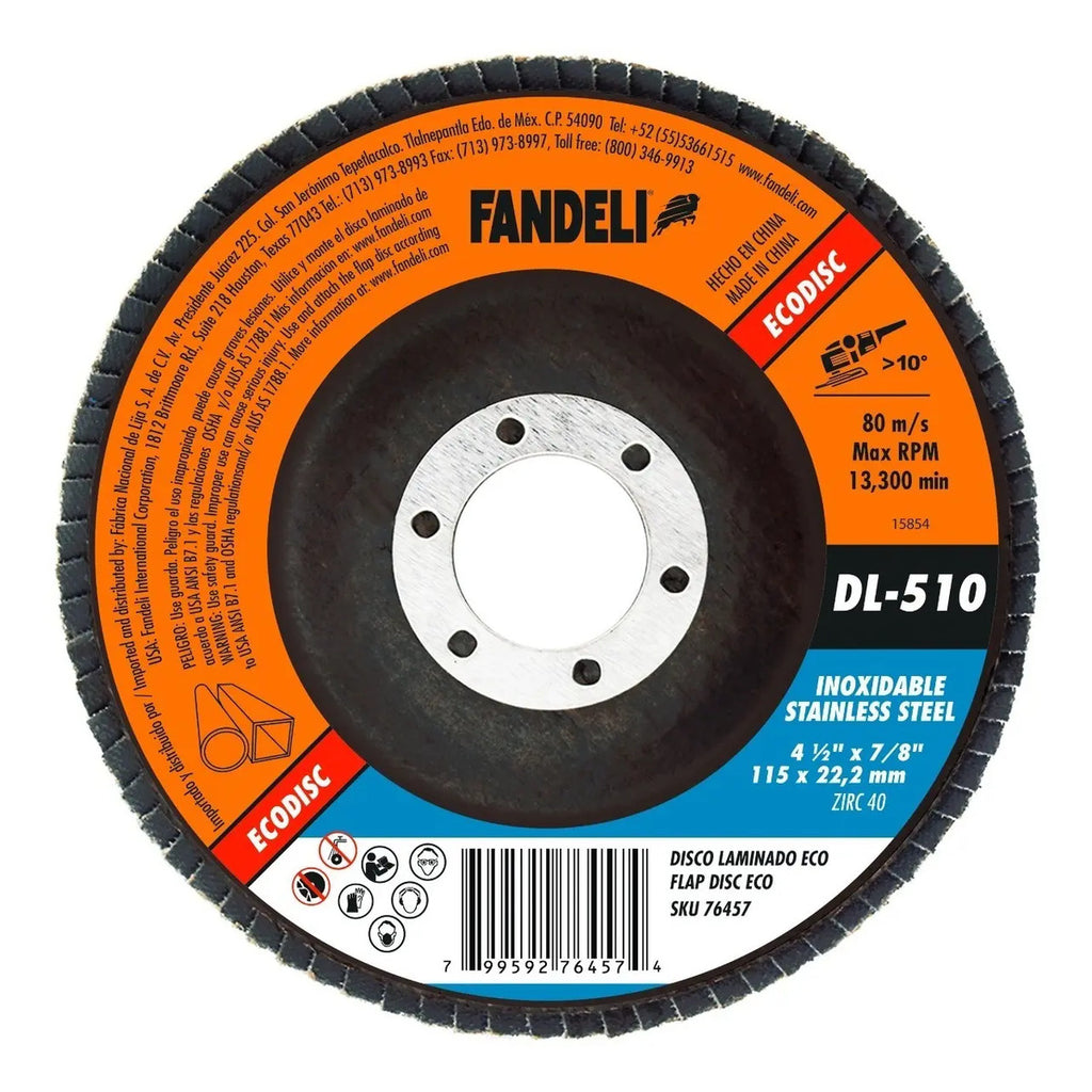 10 Discos Laminados Zirconia Fandeli Dl510 115 Mm G40 10 Pz