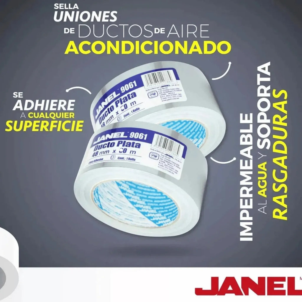 Cinta Adhesiva Janel Ducto 9061 Plata 48mmx10m 1 Pza