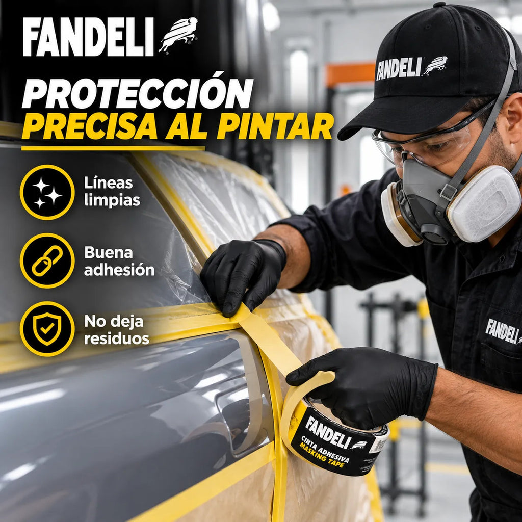 24 Cintas Masking Tape Automotriz Fandeli 48mm X 50m Pintura