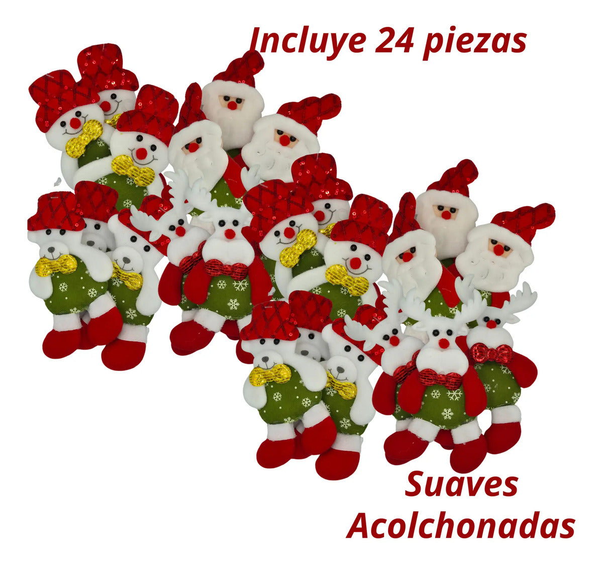 Adornos Navideños Felpa Suave Decoración Árbol 24 Piezas
