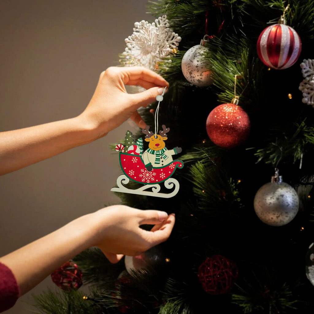 Adornos Colgantes De Madera Para Árbol De Navidad 6 Piezas