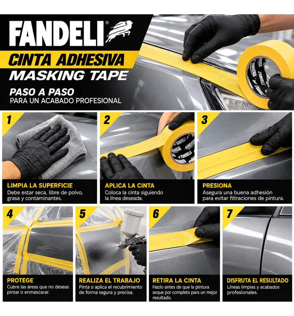 24 Cintas Masking Tape Automotriz Fandeli 48mm X 50m Pintura