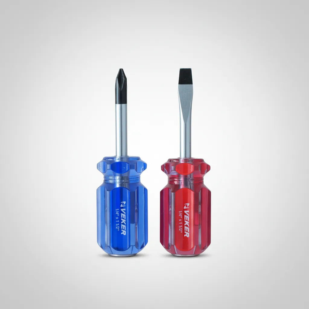 Desarmadores Veker Punta Plana Y Cruz 1/4 X 1 1/2 Magnetica