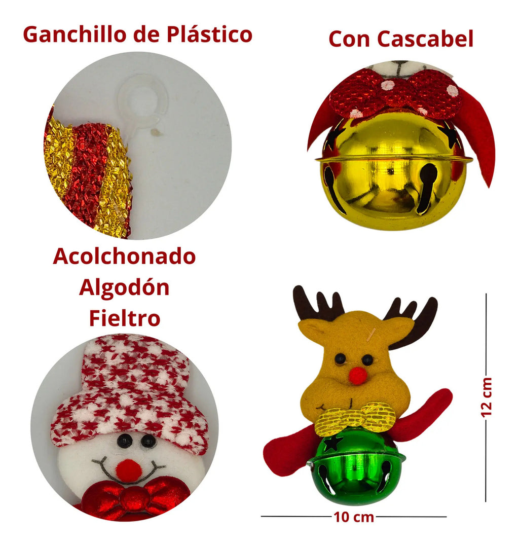Adornos Navideños Felpa Suave Cascabel Decoración 24 Piezas