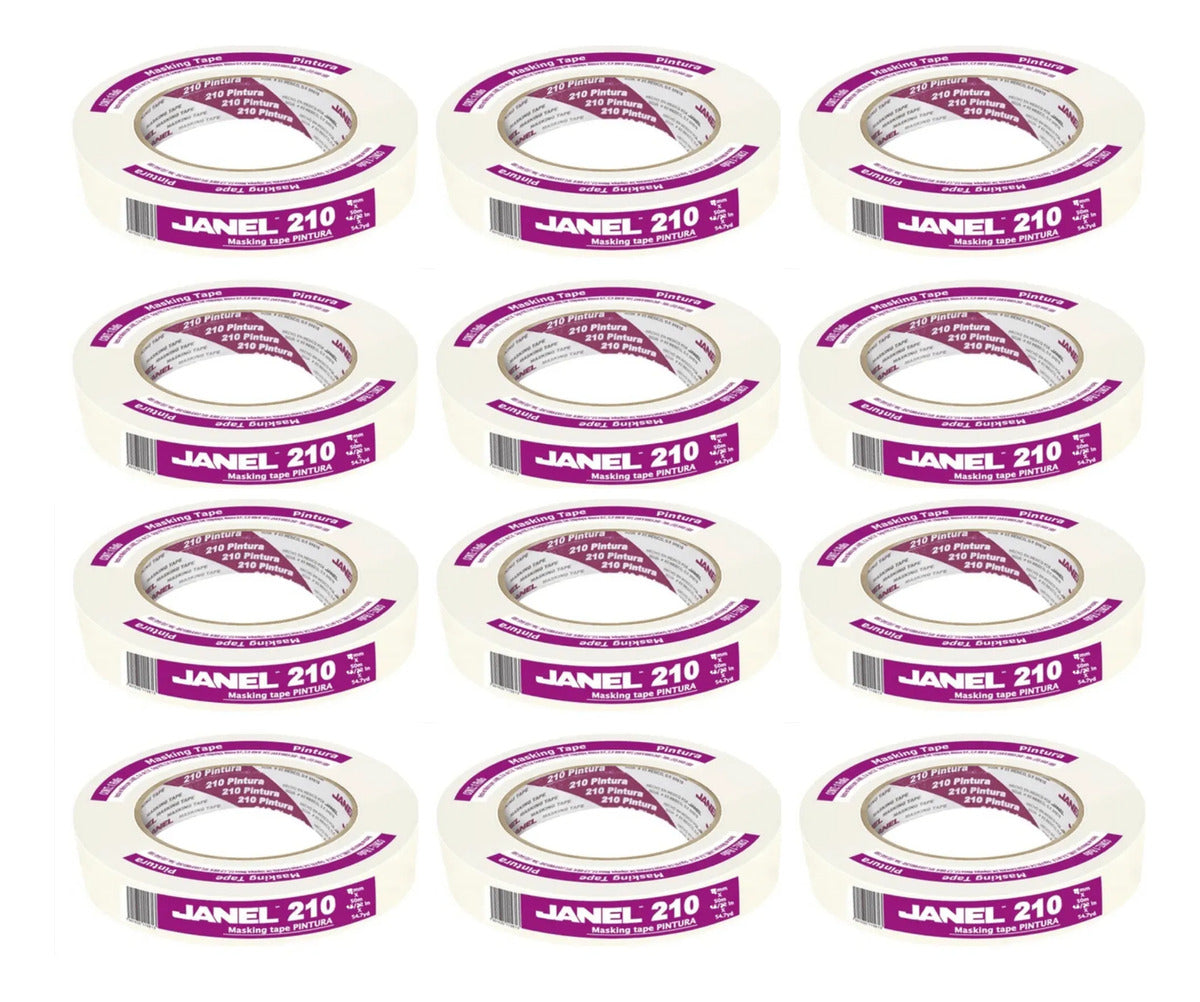 Cinta Adhesiva Masking Tape 210 Pintura 18mmx50m Janel 12 Pz