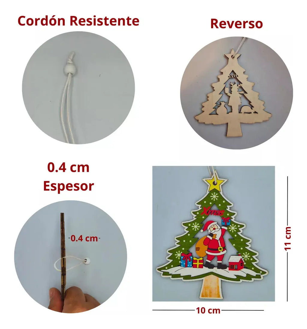 Adornos Arbolitos Madera Para Árbol De Navidad 24 Piezas