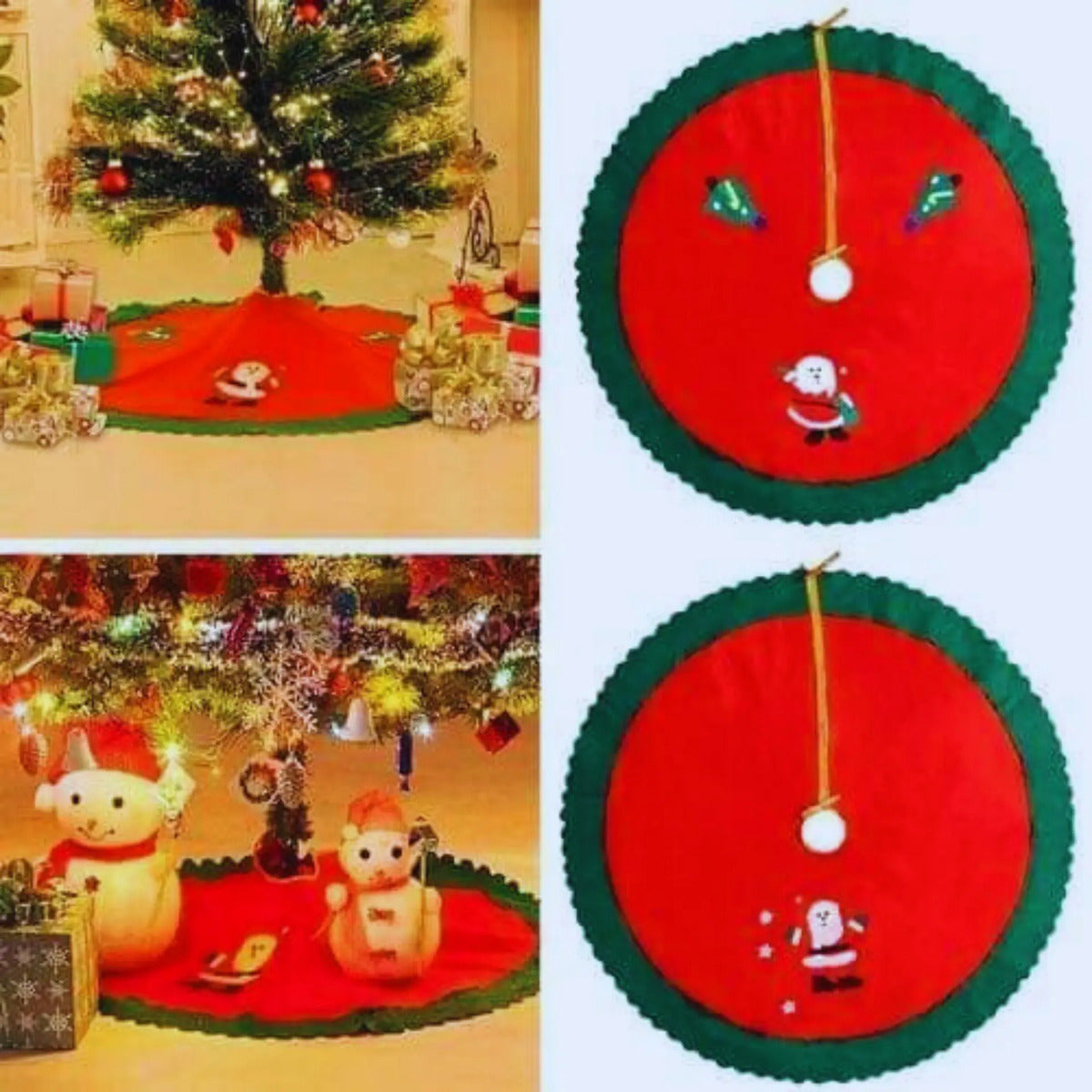 Pie De Árbol Navideño 90cm Adorno Tapete Navidad Santa Oso