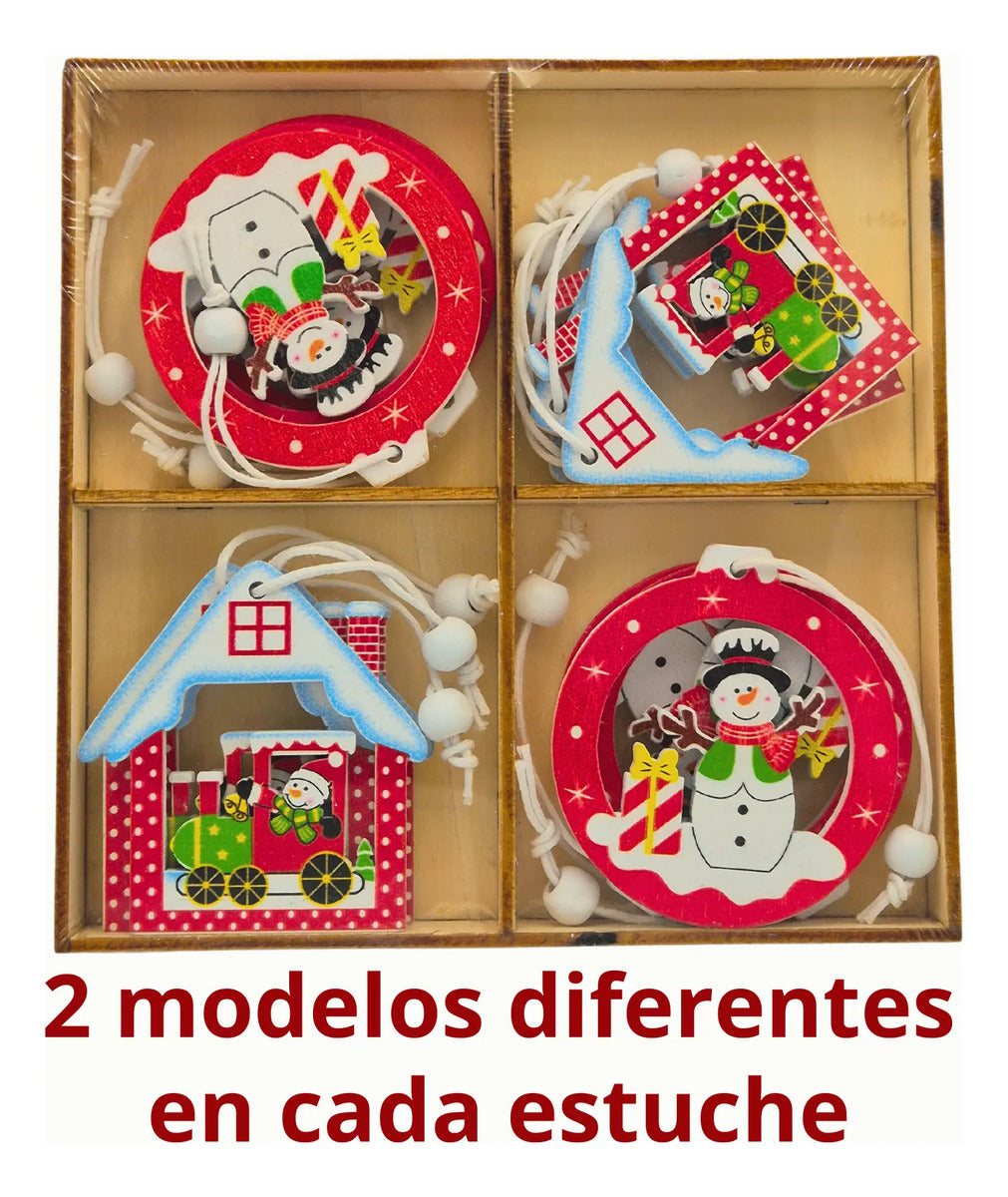 Adorno Navideño Colgante Arbol Navidad Madera Mdf 24 Pzas
