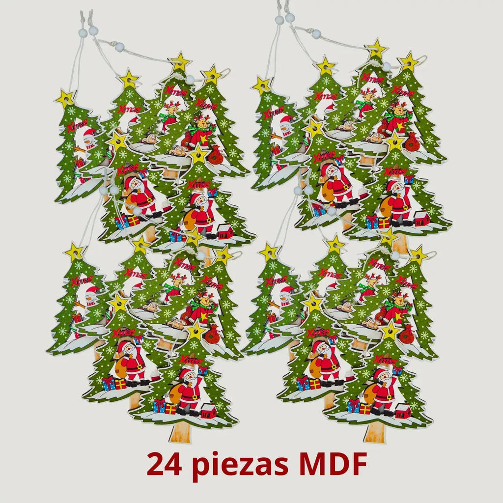 Adornos Arbolitos Madera Para Árbol De Navidad 24 Piezas