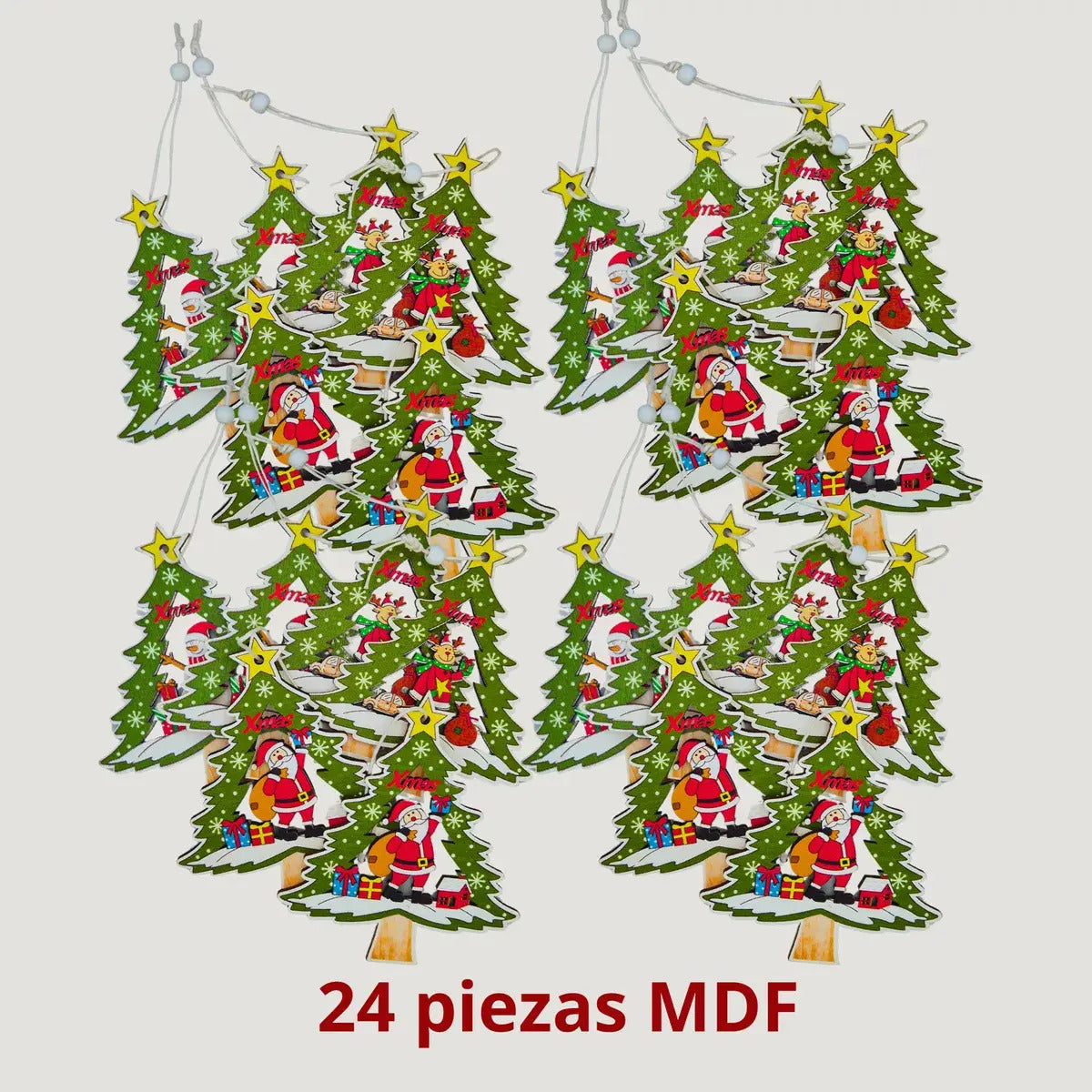Adornos Arbolitos Madera Para Árbol De Navidad 24 Piezas