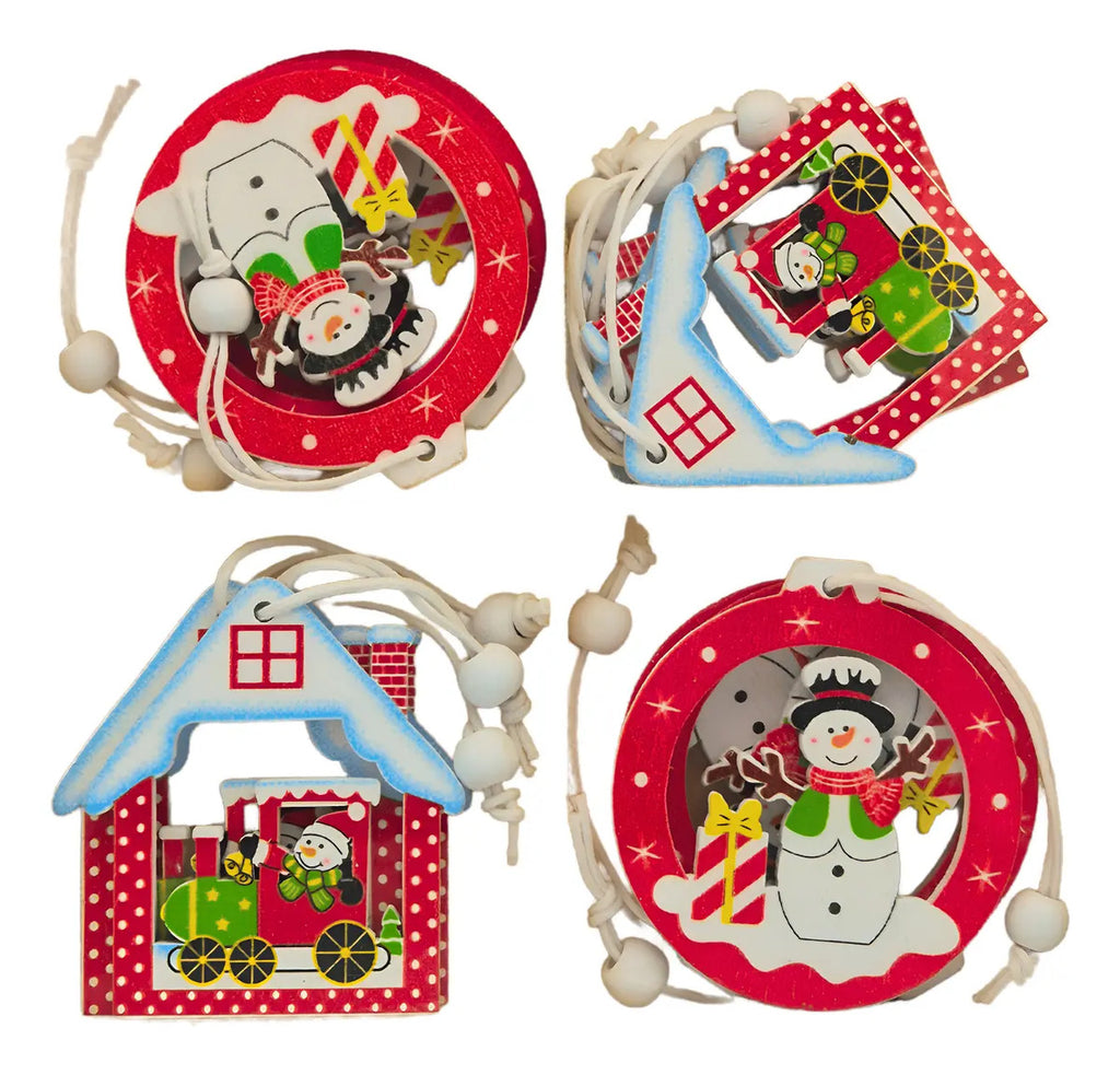 Adorno Navideño Colgante Arbol Navidad Madera Mdf 24 Pzas