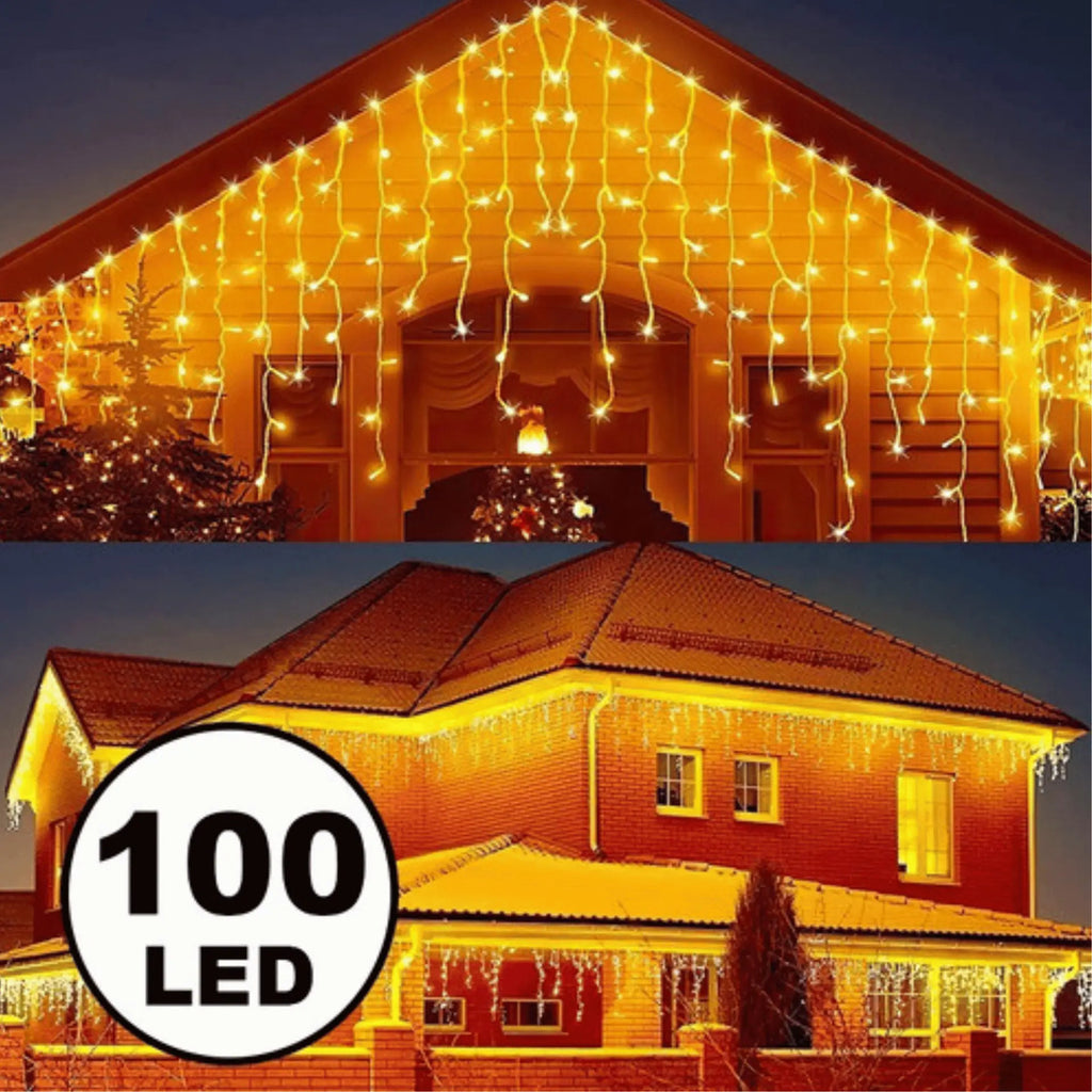 Serie Cascada Navideña 100 Luces Led Calida Blanca Multicolo