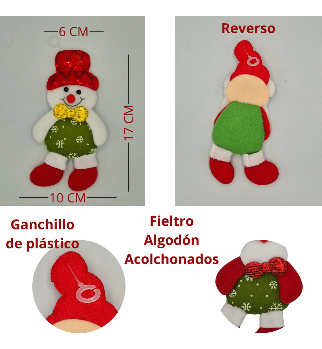 Adornos Navideños Felpa Suave Decoración Árbol 24 Piezas