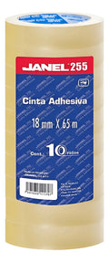 Cinta Adhesiva Janel 255 Transparente 18mmx65m 10 Rollos