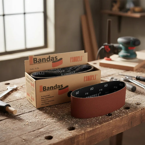 10 Bandas Lija 3x 18 X-86 Fandeli Grado 080 Madera Metal