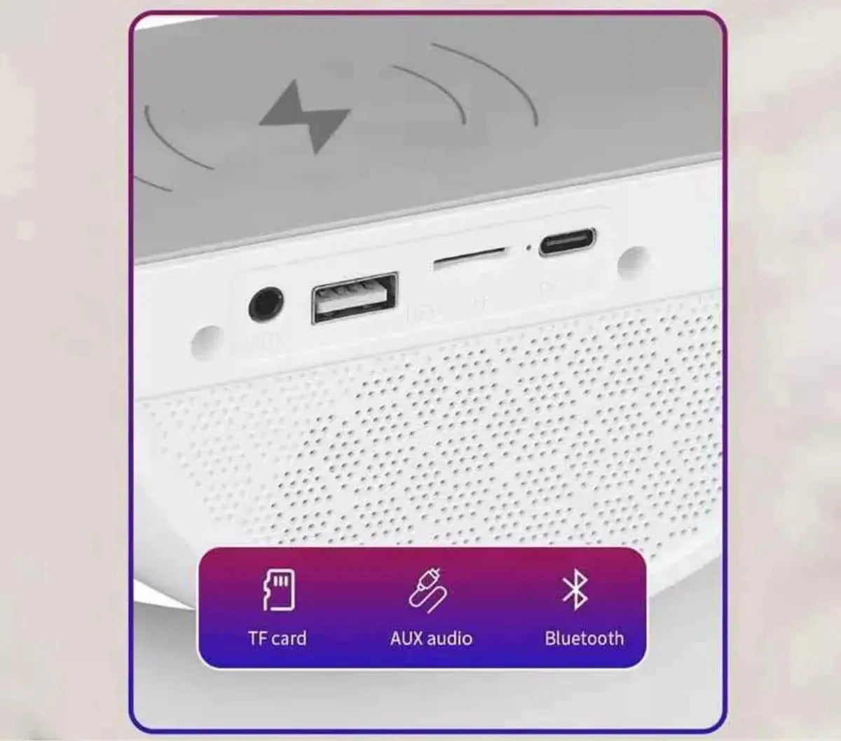 Cargador Inalambrico Bocina Bluetooth Lampara  Hm-2301