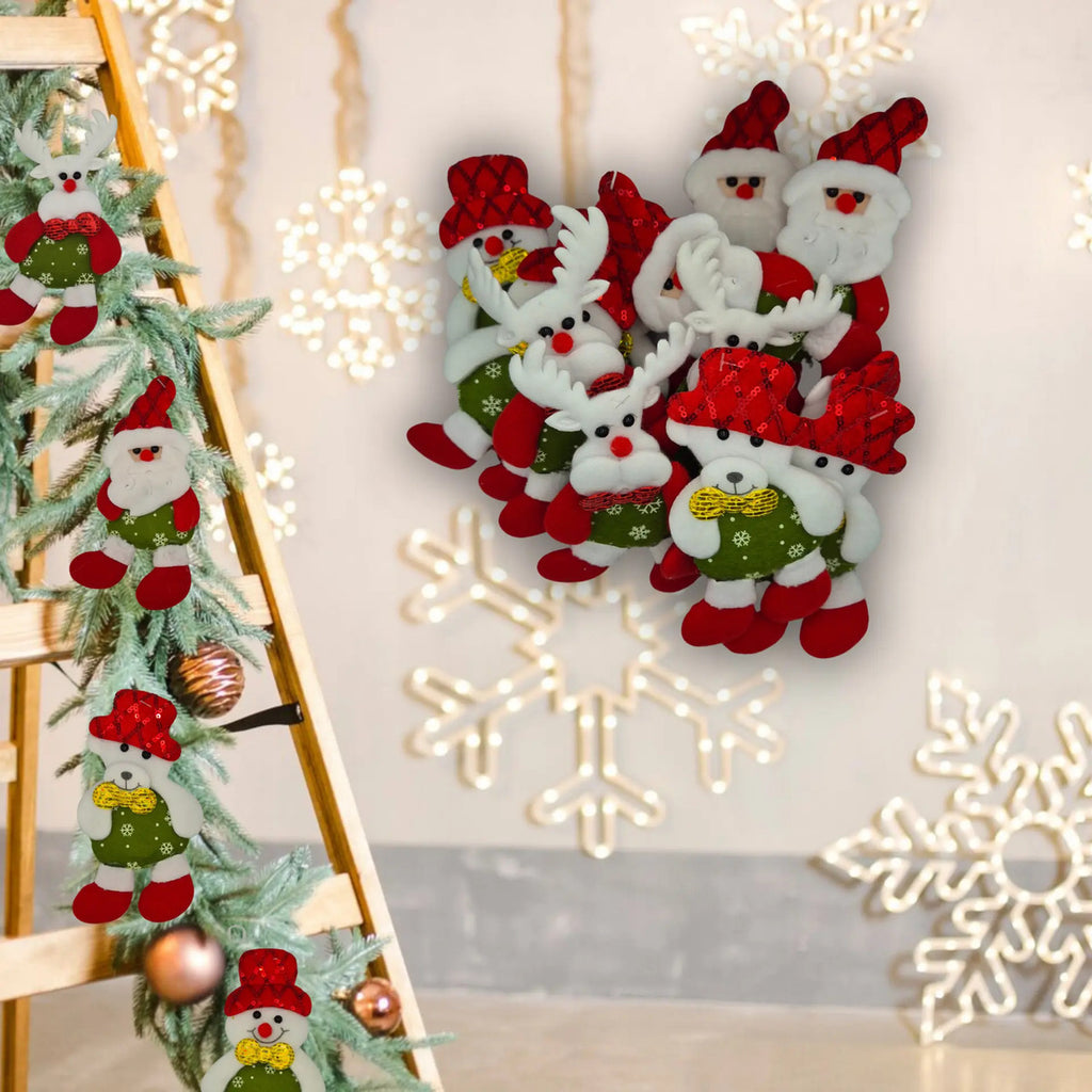 Adornos Navideños Felpa Suave Decoración Árbol 12 Piezas