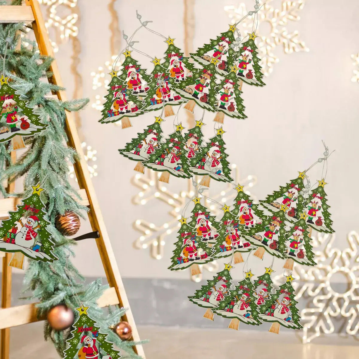 Adornos Arbolitos Madera Para Árbol De Navidad 24 Piezas