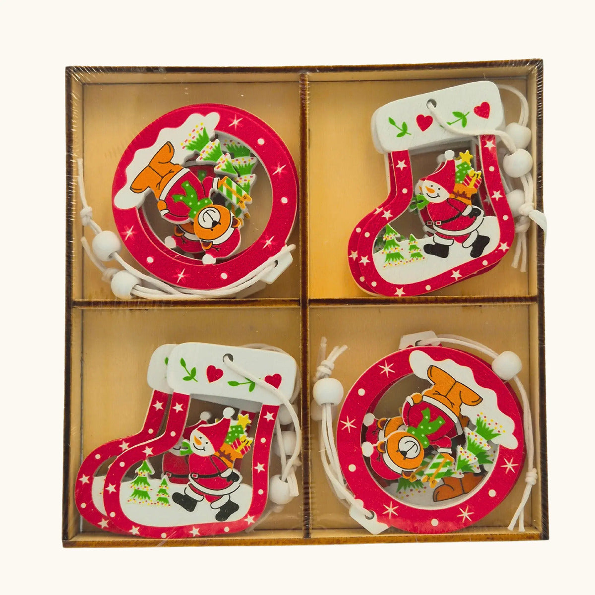 Adorno Navideño Colgante Arbol Navidad Madera Mdf 24 Pzas