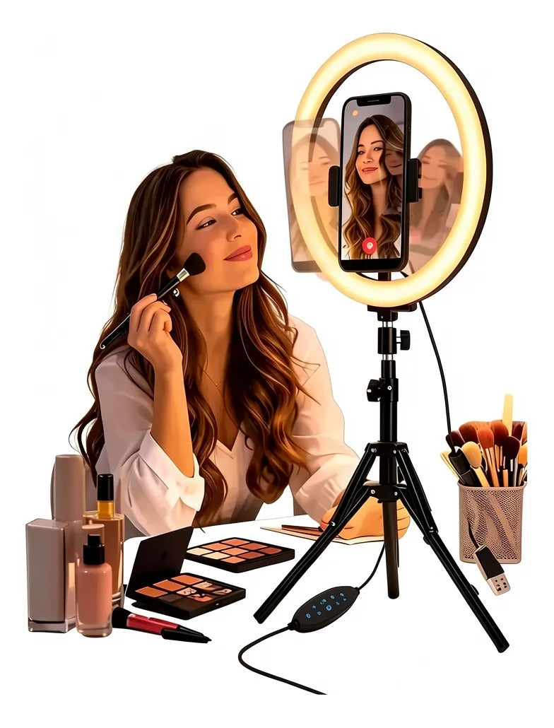 Saga Aro Luz Led 12 Pulg Tiktok Maquillaje 10 Niveles Intens