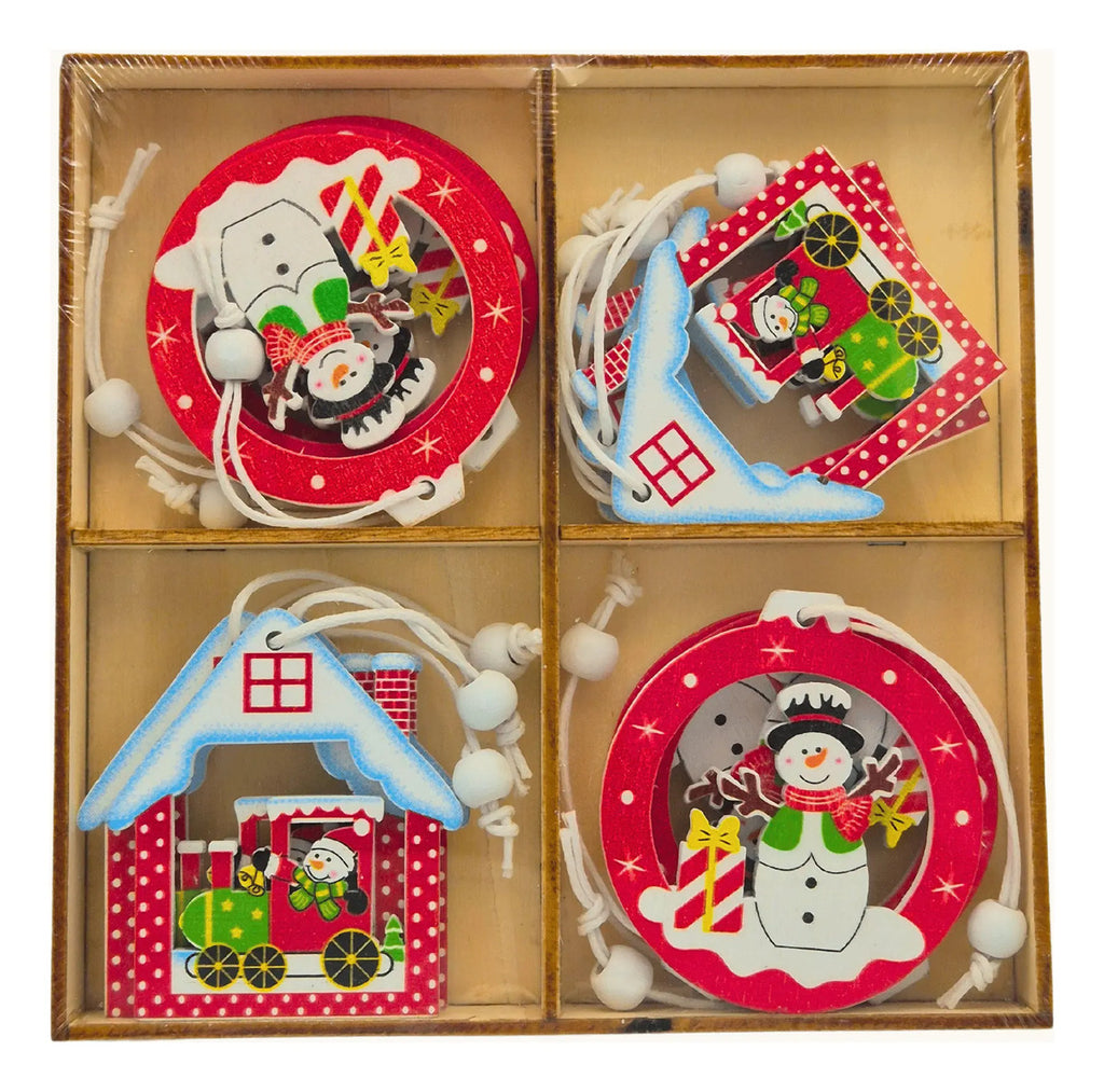 Adorno Navideño Colgante Arbol Navidad Madera Mdf 24 Pzas