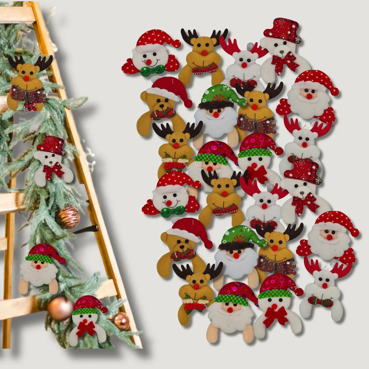 Adornos Colgantes Navidad Felpa Suave Abrazo Decoración 24pz