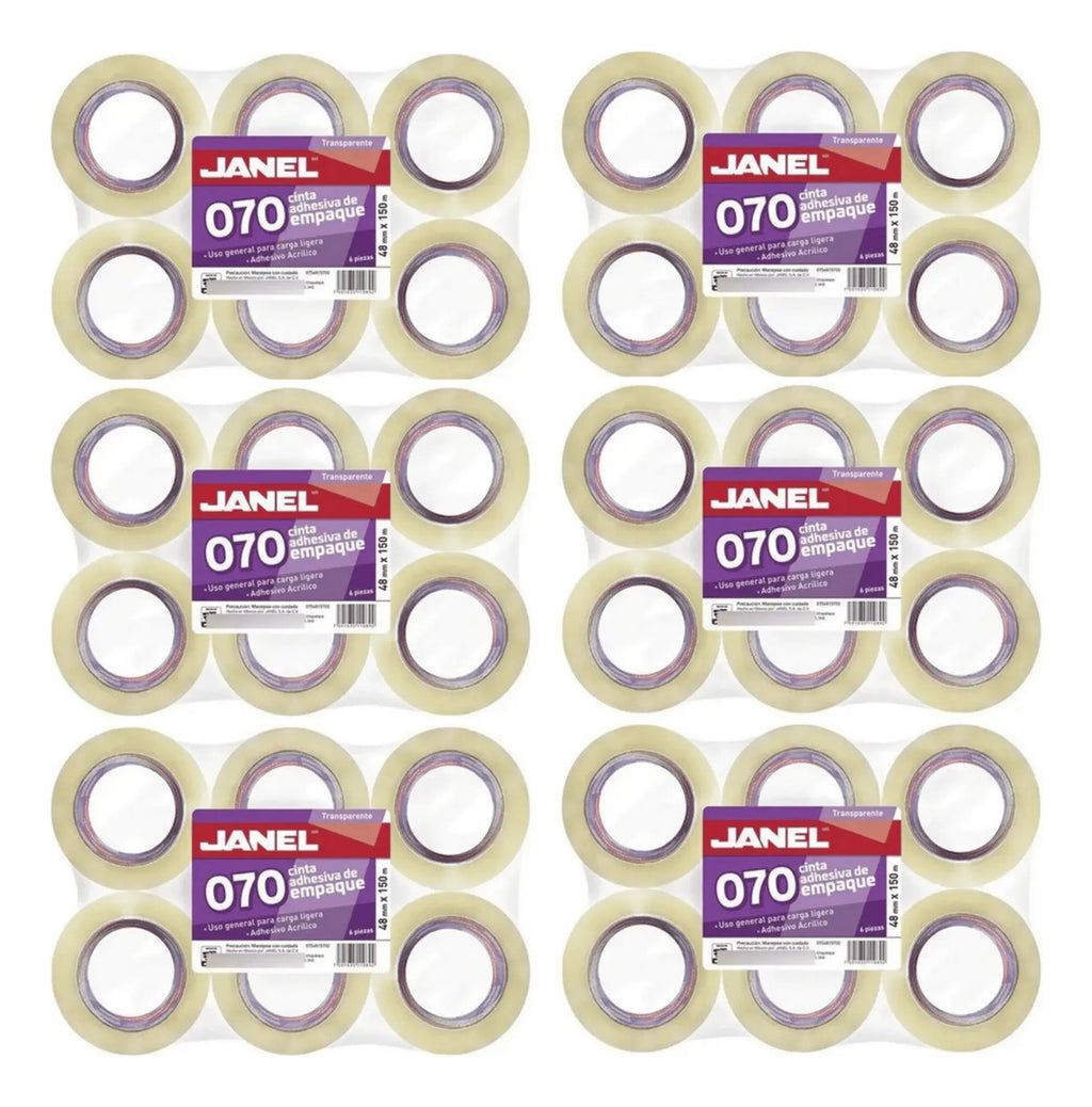 Cinta Adhesiva Transparente Empaque 070 Janel 48mmx150m 36pz
