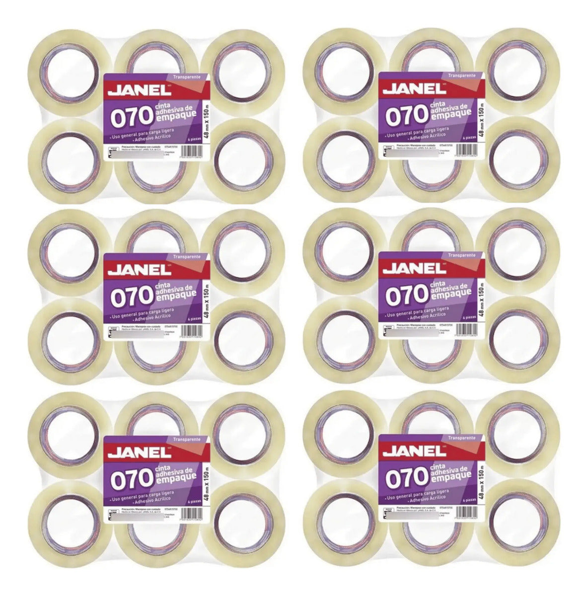 Cinta Adhesiva Transparente Empaque 070 Janel 48mmx150m 36pz