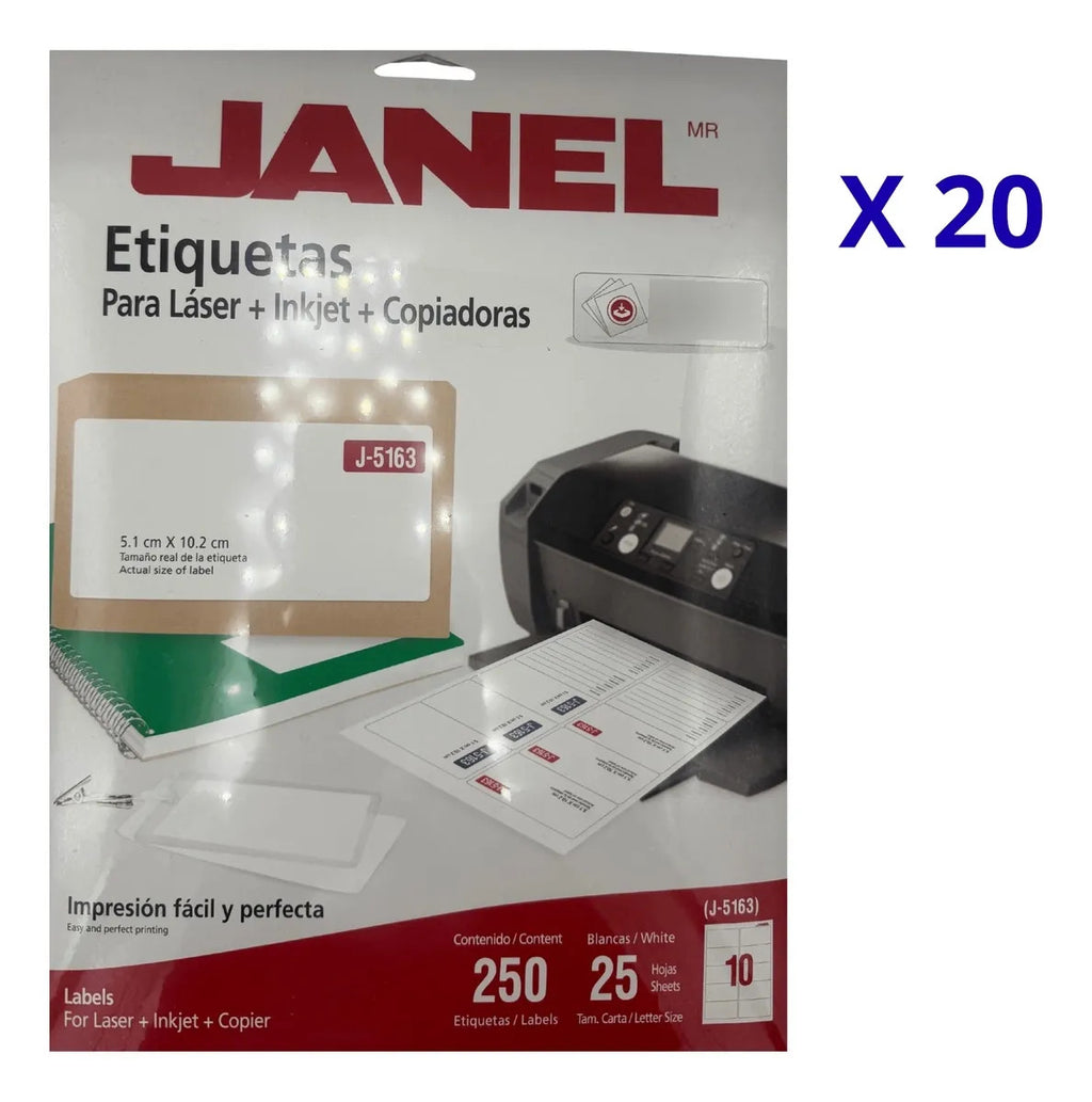 Etiqueta Laser Janel 5.1x10.2cm J-5163 Impresora Copia  5000