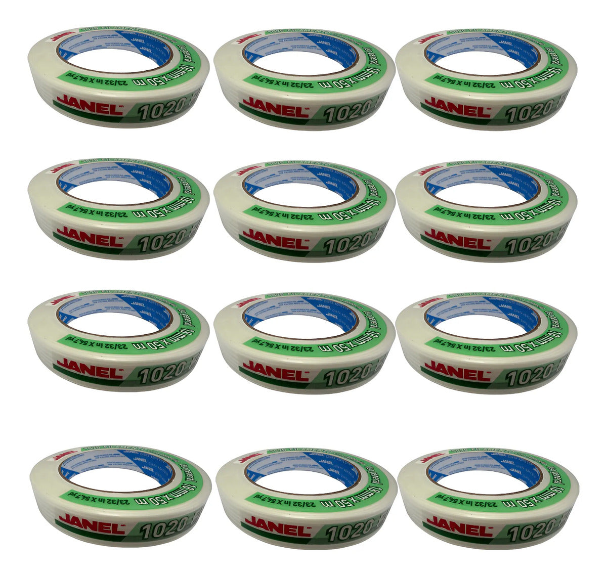 Cinta Adhesiva Doble Filamento 1020 Janel 18 Mm X 50m 12 Pza