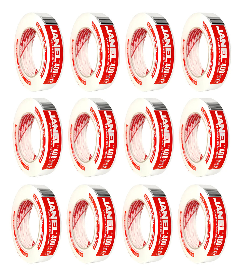 Cinta Doble Cara Poliester 400 Janel 24 Mm X 50m 12 Pzas