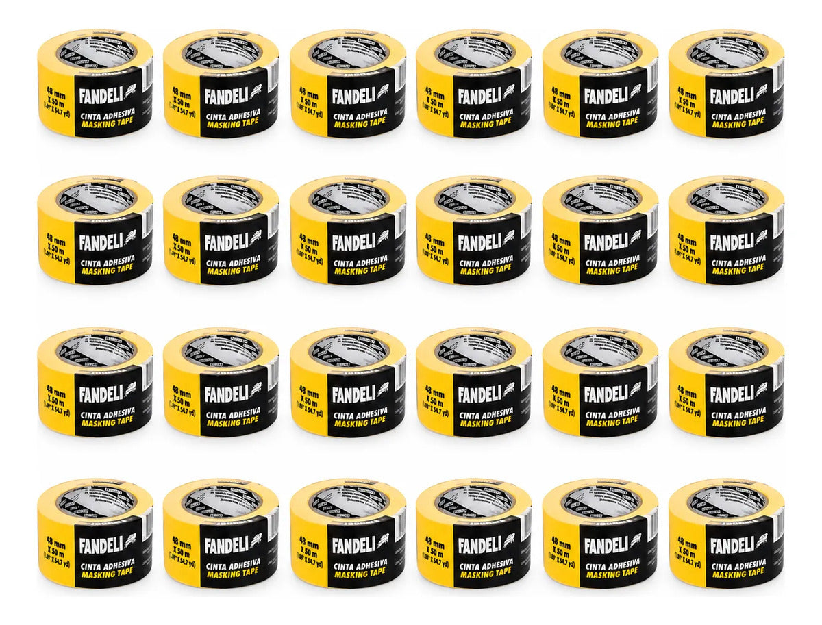 24 Cintas Masking Tape Automotriz Fandeli 48mm X 50m Pintura