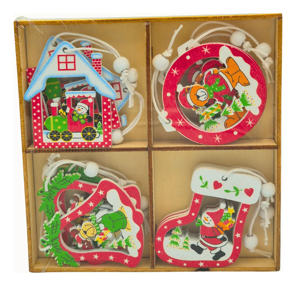 Adorno Navideño Colgante Arbol Navidad Madera Mdf 24 Pzas
