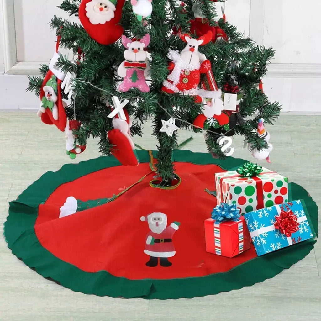 Pie De Árbol Navideño 90cm Adorno Tapete Navidad Santa Oso