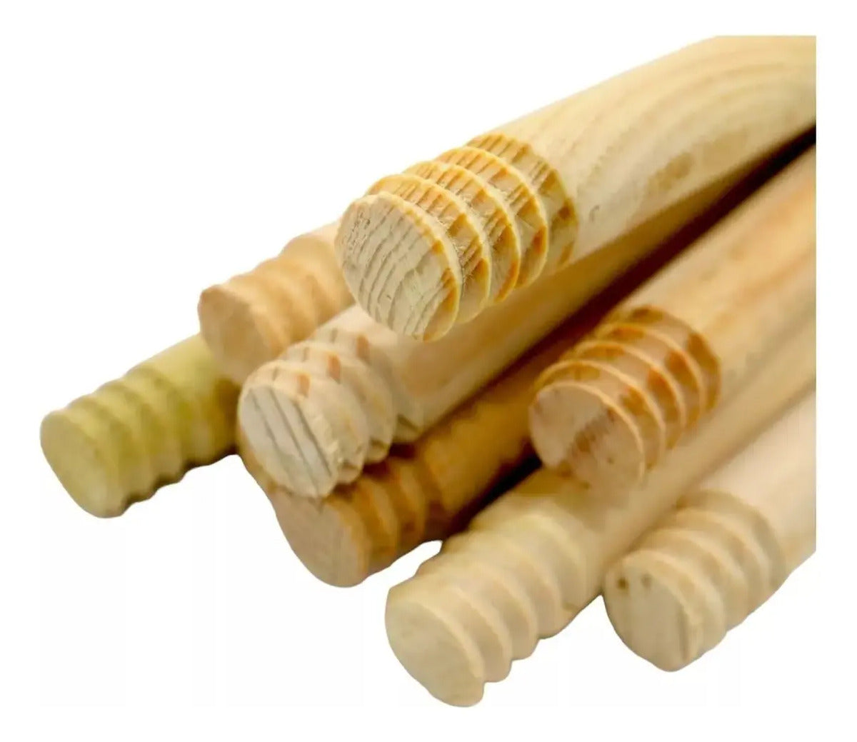 Baston De Madera De Pino Para Escoba, Jalador 6 Pzas