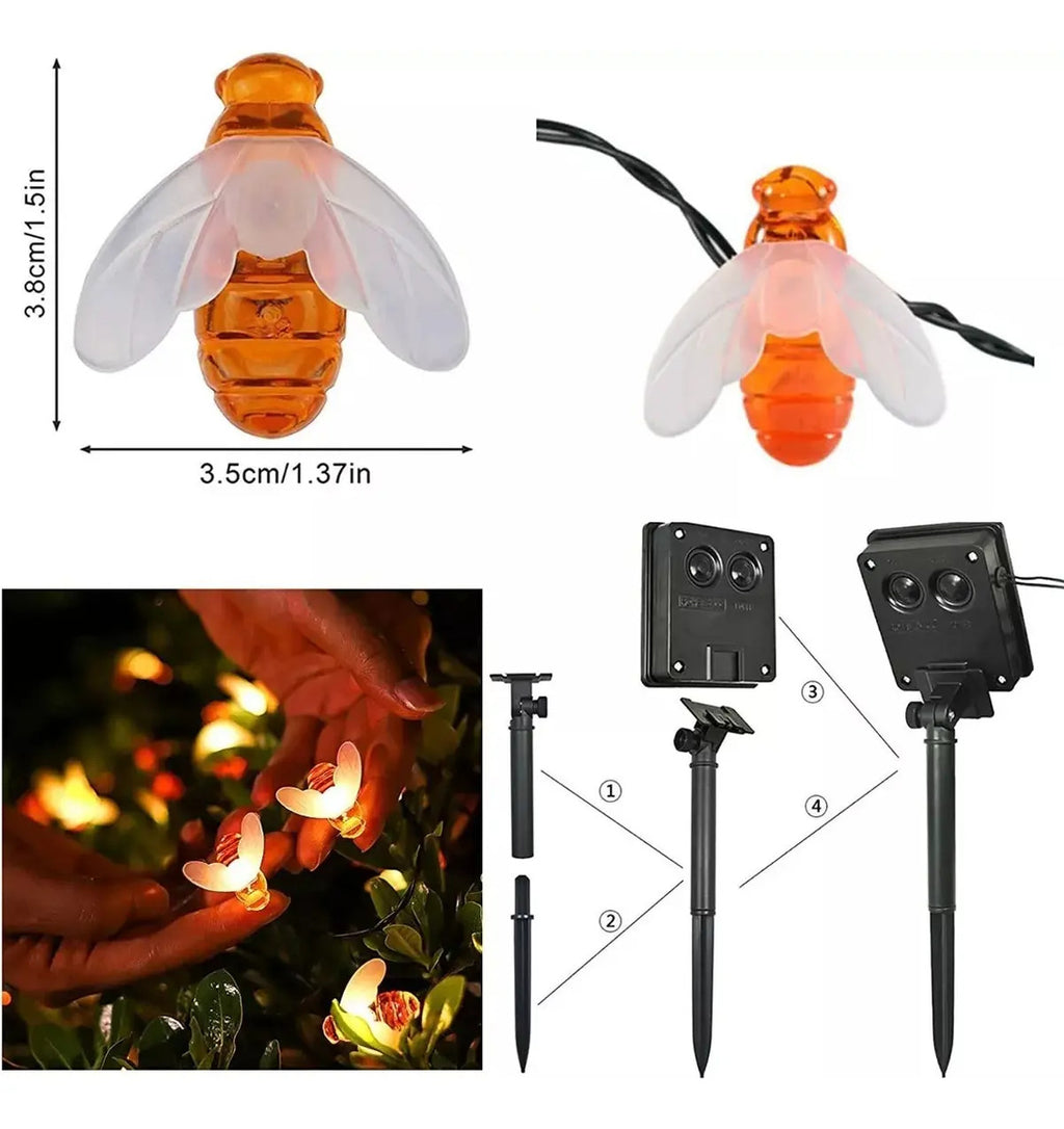 Series Guirnalda Luces Led Solar Abejas 5 Metros