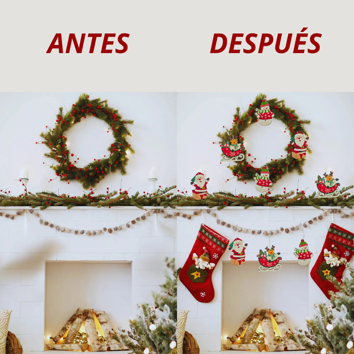 Adornos Colgantes De Madera Para Árbol De Navidad 6 Piezas